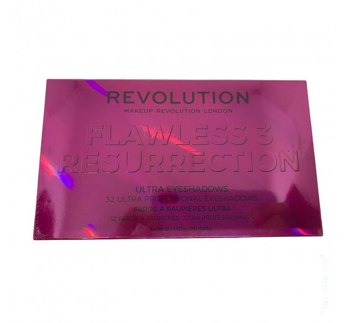 Палетка теней Makeup Revolution Ultra 32 Shade Palette Flawless 3 Resurrection (32 кольори)